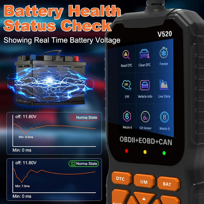 TYIIMAX™ V520 OBD2 Scanner Car Diagnostic Tool, Code Reader with Live Data Stream, Battery Voltage Test & I/M Readiness for All OBDII Vehicles