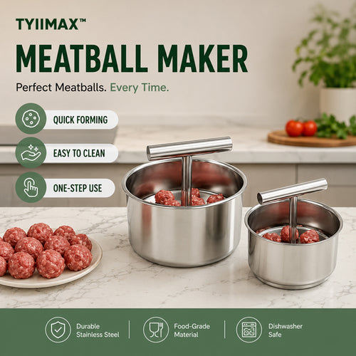 TYIIMAX™ Stainless Steel Meatball Maker – 6/12-Cavity Manual Meatball Mold, Quick & Easy Meatball Making Tool