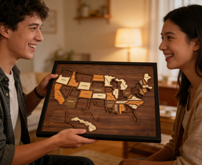 🔥🇺🇸 Wooden USA Travel Map Puzzle🧩A Stylish Way to Track Your Journey & Memories