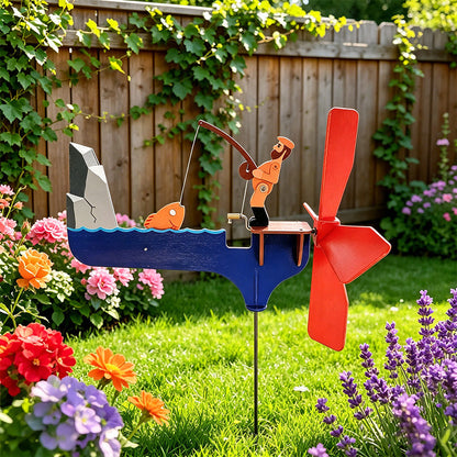 🎣 Fisherman Wind Spinner Garden Decor