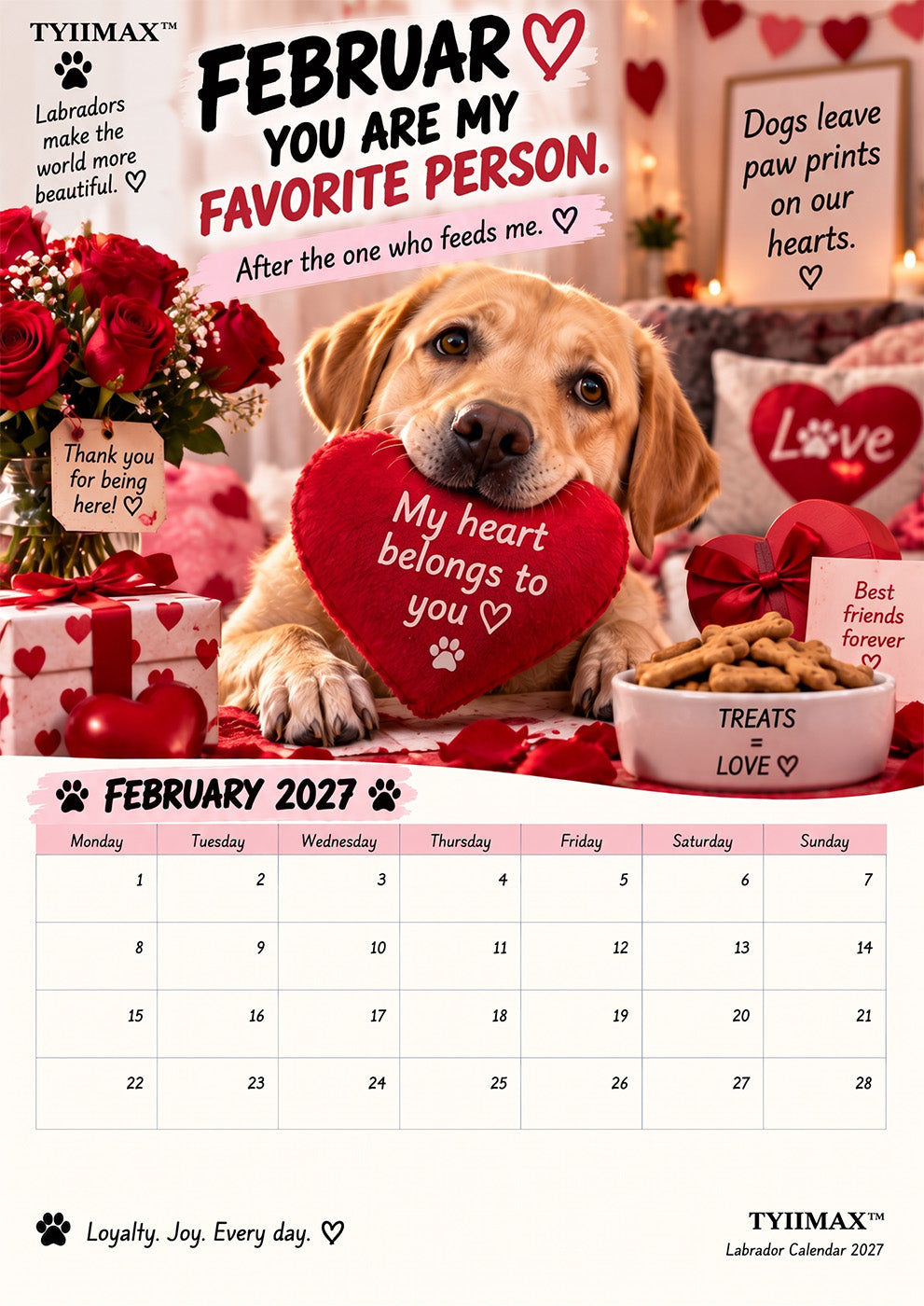 TYIIMAX™ Labrador Calendar 2027 – Funny 12-Month Wall Calendar for Labrador Lovers & Dog Owners