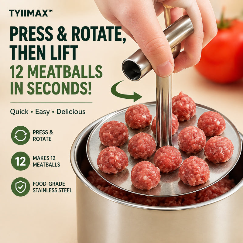 TYIIMAX™ Stainless Steel Meatball Maker – 6/12-Cavity Manual Meatball Mold, Quick & Easy Meatball Making Tool