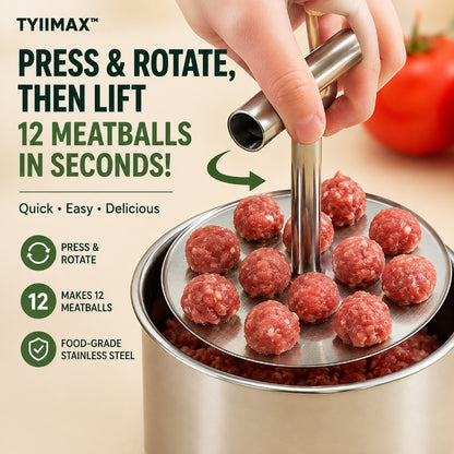 TYIIMAX™ Stainless Steel Meatball Maker – 6/12-Cavity Manual Meatball Mold, Quick & Easy Meatball Making Tool