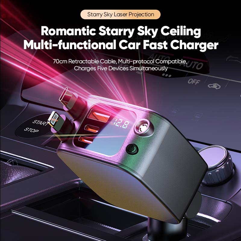 Multi-functional Universal Retractable Super-Fast Car Charger