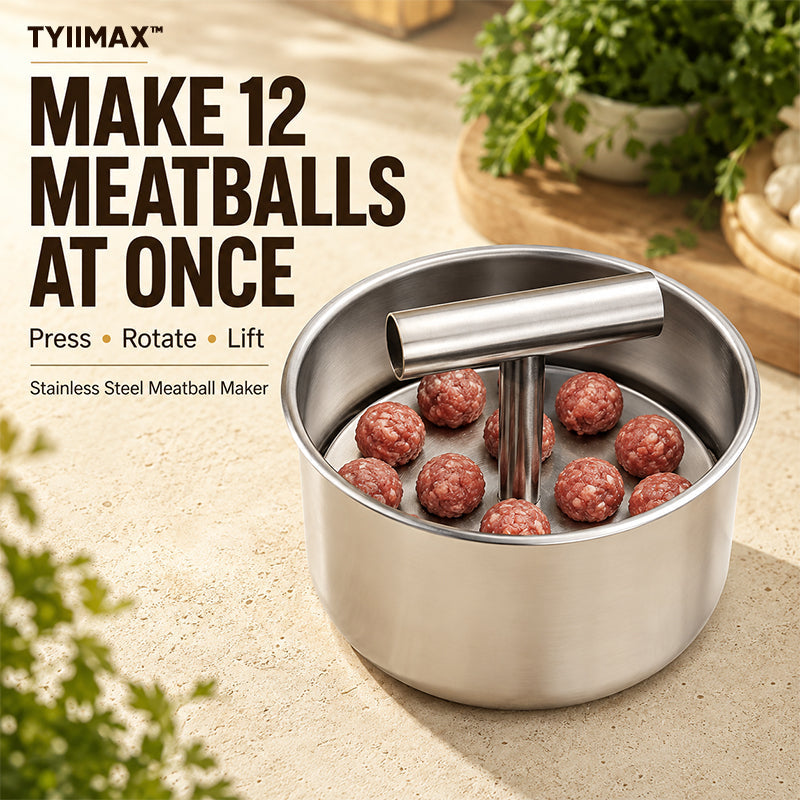 TYIIMAX™ Stainless Steel Meatball Maker – 6/12-Cavity Manual Meatball Mold, Quick & Easy Meatball Making Tool