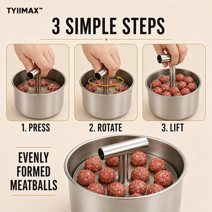 TYIIMAX™ Stainless Steel Meatball Maker – 6/12-Cavity Manual Meatball Mold, Quick & Easy Meatball Making Tool