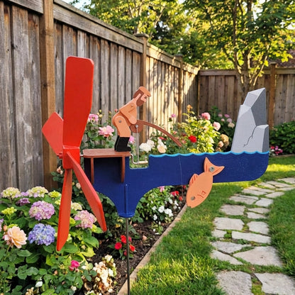 🎣 Fisherman Wind Spinner Garden Decor