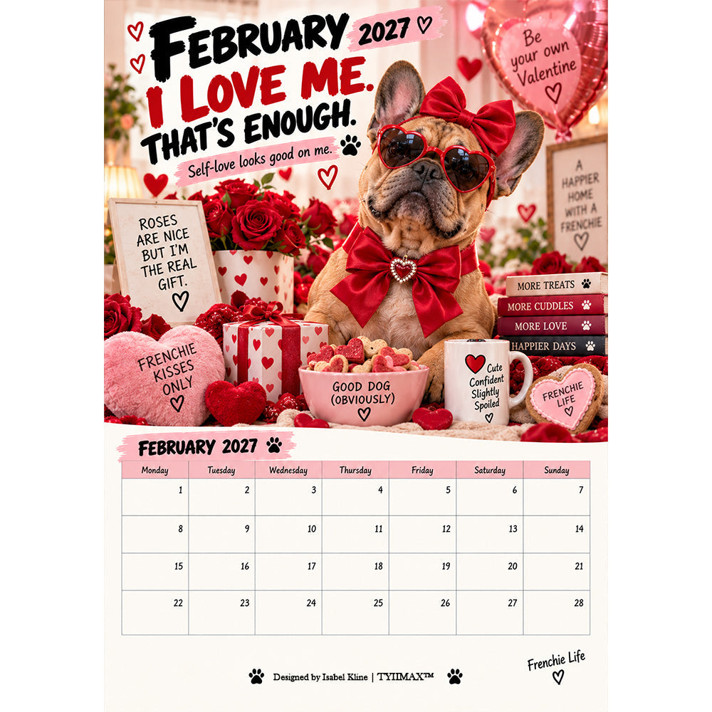 TYIIMAX™ 2027 French Bulldog Calendar – Funny Frenchie Wall Calendar, 12-Month Dog Calendar for French Bulldog Lovers