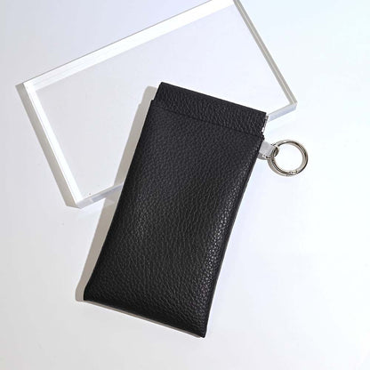 TYIIMAX™ Minimalist PU Leather Eyeglasses Pouch – Portable Sunglasses Case with Built-In Cleaning Cloth & Key Ring