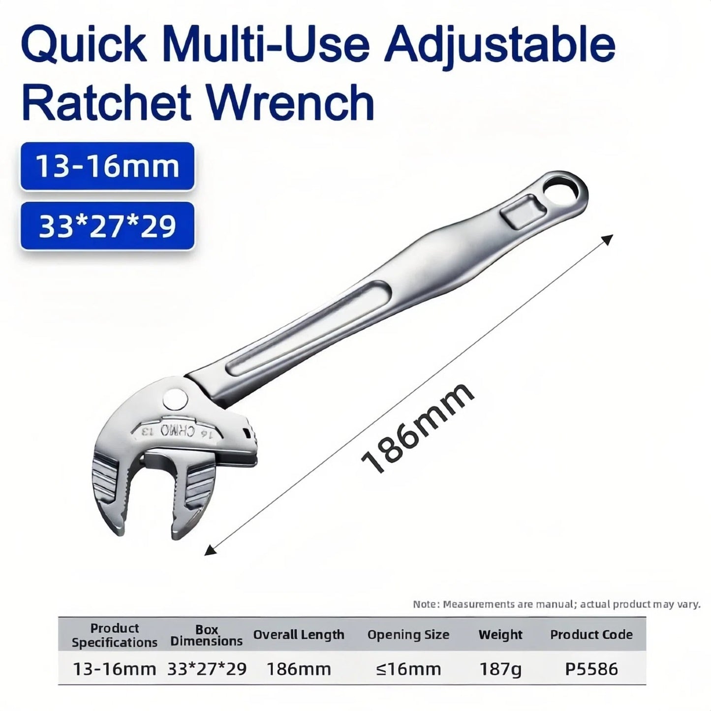 TyiiPlus Self-Setting Spanner - Heavy-Duty Adjustable Crab Claw Wrench