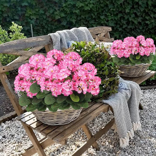 UV Resistant Artificial Geraniums – Outdoor Red Faux Flowers for Patio, Garden & Home Decor