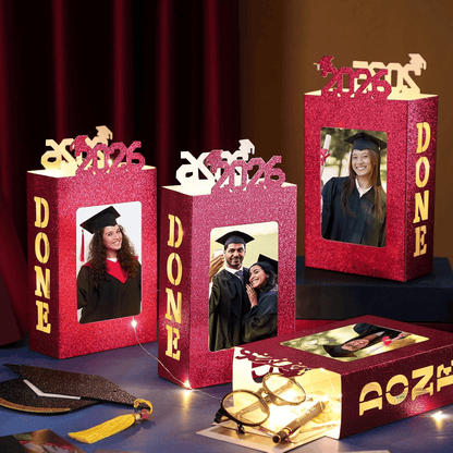 🎓4Pcs 2026 Graduation Centerpieces for Class of 2026-Fit 4x6in Photo| Fillable Picture Box
