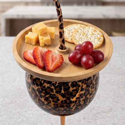 Leopard Print Wine Glass & Snack Charcuterie Set