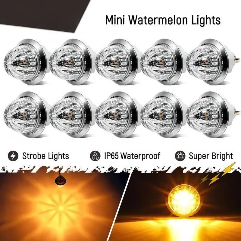3/4 Inch LED Amber Watermelon Side Marker Light