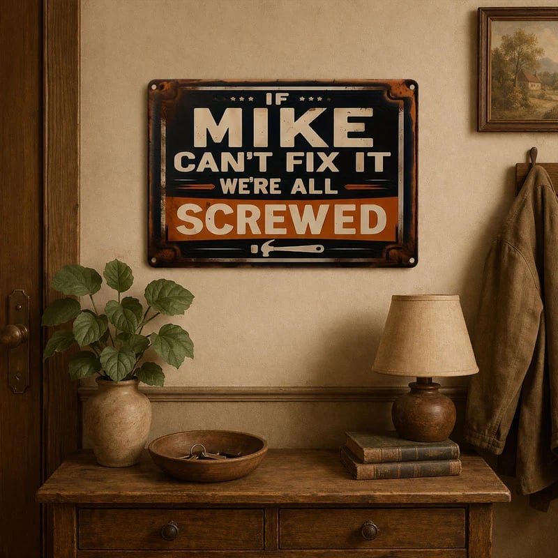 🛠️"If Mike Can't Fix It, We're All Screwed" Metal Sign