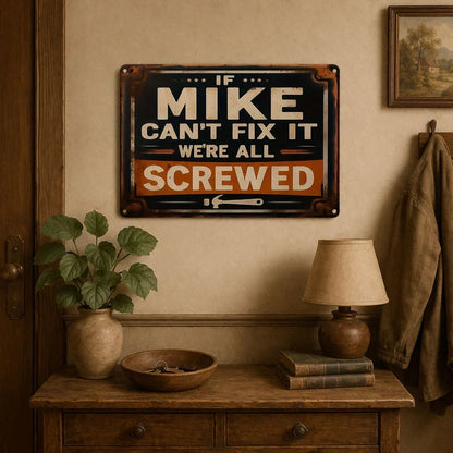 🛠️"If Mike Can't Fix It, We're All Screwed" Metal Sign