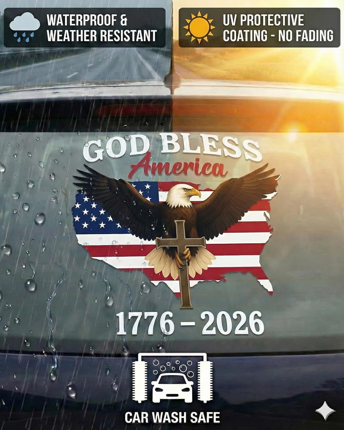 God Bless America 250th Anniversary Car Decal