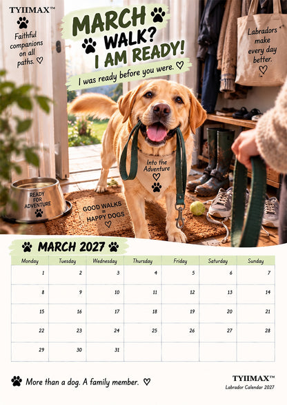 TYIIMAX™ Labrador Calendar 2027 – Funny 12-Month Wall Calendar for Labrador Lovers & Dog Owners
