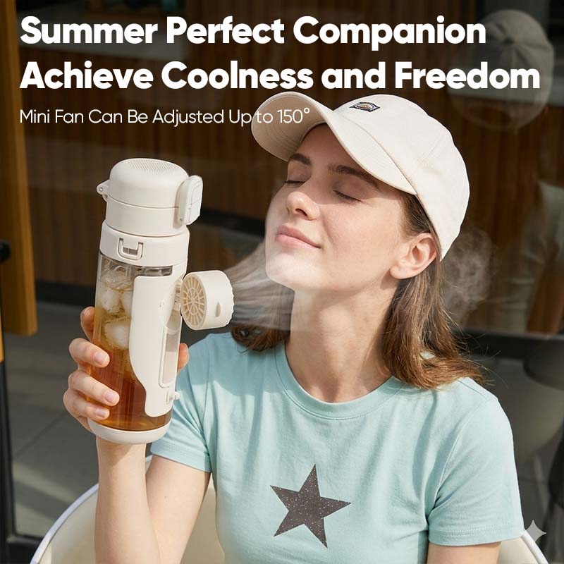 Portable 2-in-1 Water Bottle with Mini Fan – Stay Cool & Hydrated Anywhere