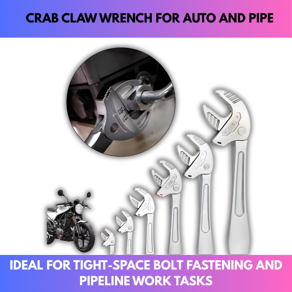 TyiiPlus Self-Setting Spanner - Heavy-Duty Adjustable Crab Claw Wrench