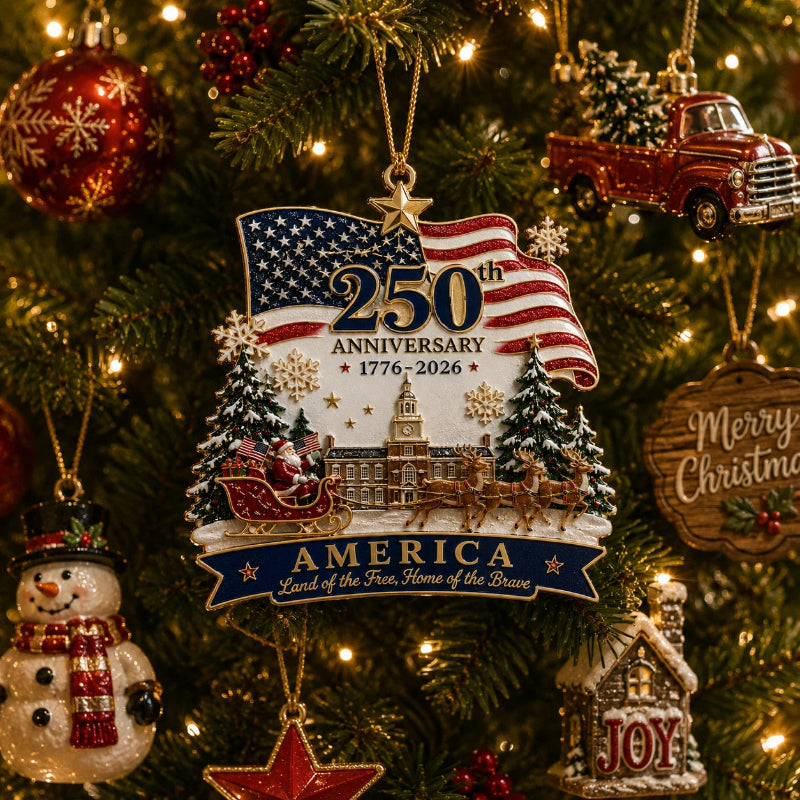 TYIIMAX™ USA 250th Anniversary Christmas Ornament – 1776–2026 Patriotic Collectible Holiday Keepsake