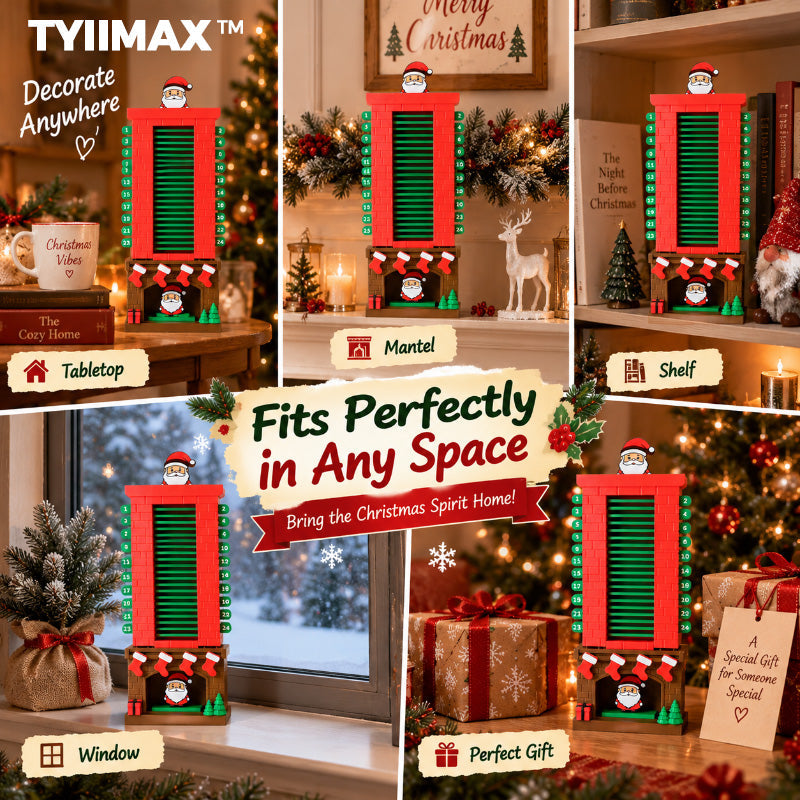 TYIIMAX™ Santa Christmas Countdown Advent Calendar – 24-Day Interactive Fireplace Countdown Decoration