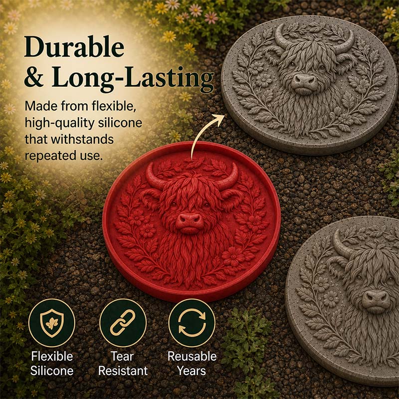 🐮Highland Cow Garden Art Stepping Stone Mold