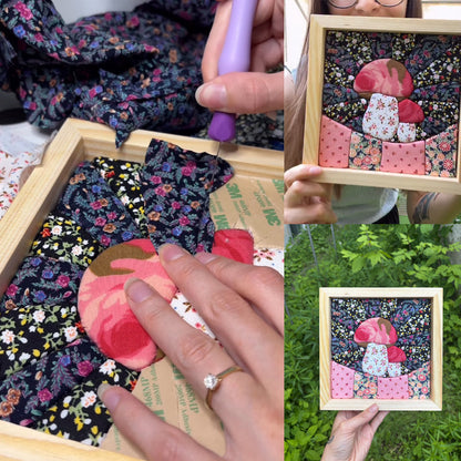 🧵 No-Sew Kinusaiga Fabric Art Kit – DIY Fabric Tucking Wall Art with Frame & Tools