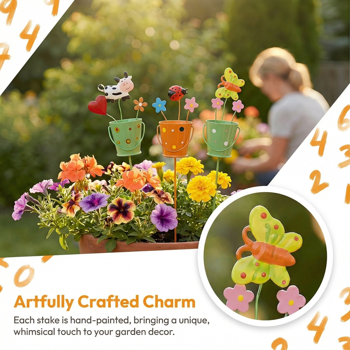 🔥Set of 3 Metal Flower Pot Garden Stakes