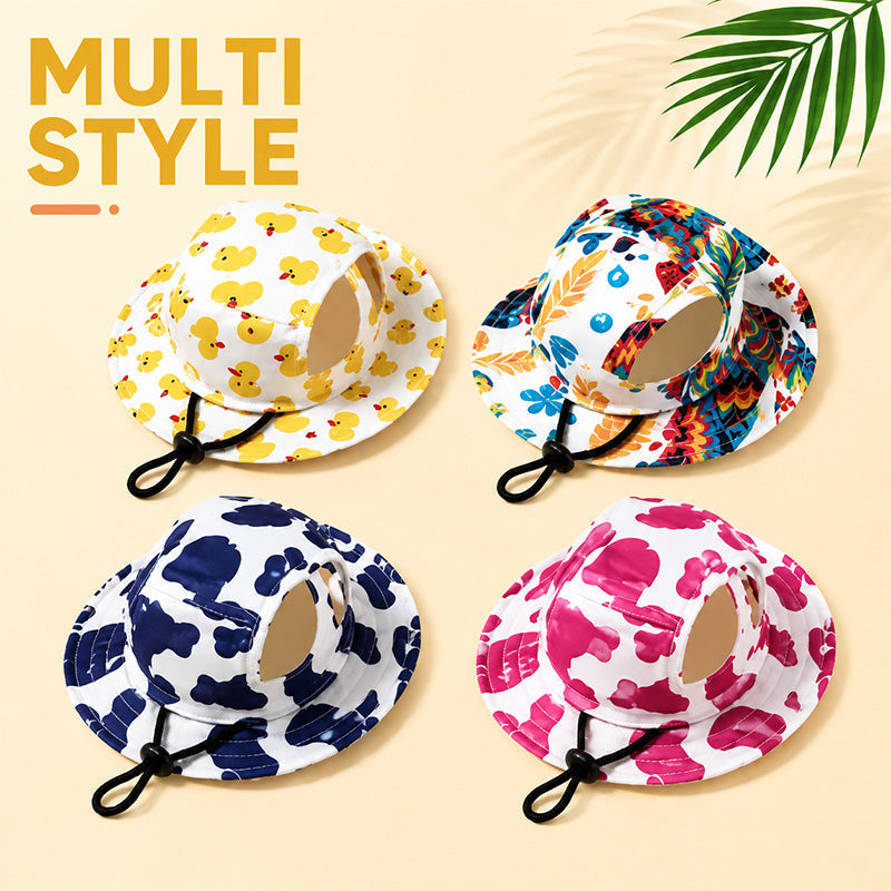 🐾 Cute Printed Pet Bucket Hat – Breathable Sun Hat for Dogs & Cats