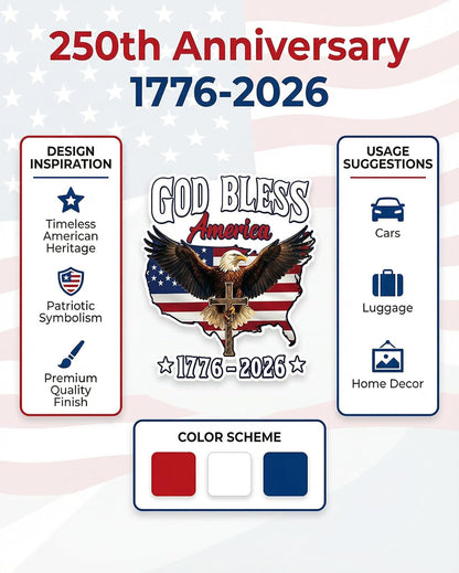 God Bless America 250th Anniversary Car Decal