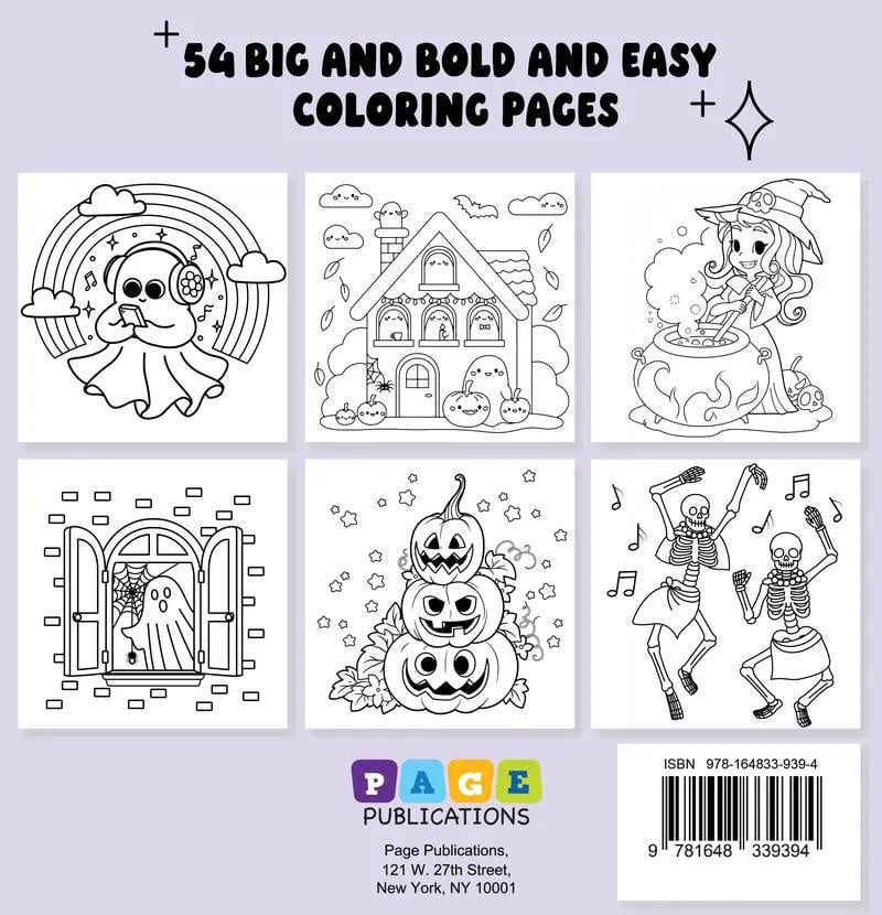👻🎨Spooky & Cute Bold and Easy Coloring Book – A Whimsical Halloween Adventure (✨Hardcover)