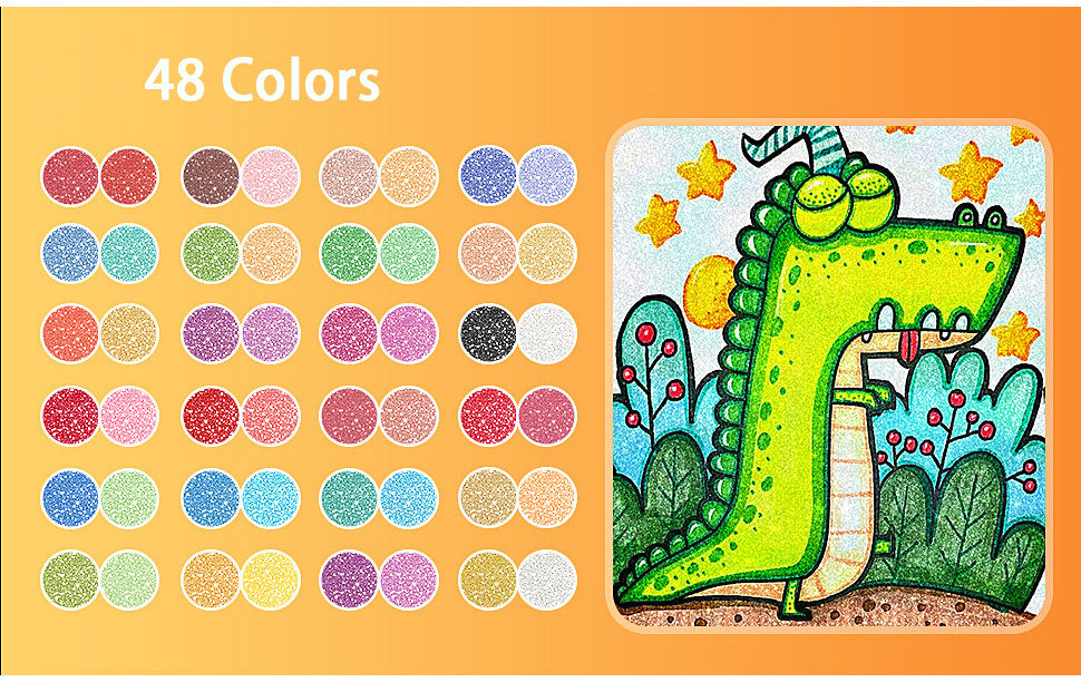 🎨Glitter Effect Brush Markers🥇✨: Create Sparkling Art Smoothly 🥳(🌈24-96 Colors | Smooth No Clog | No Bleed Through📝)