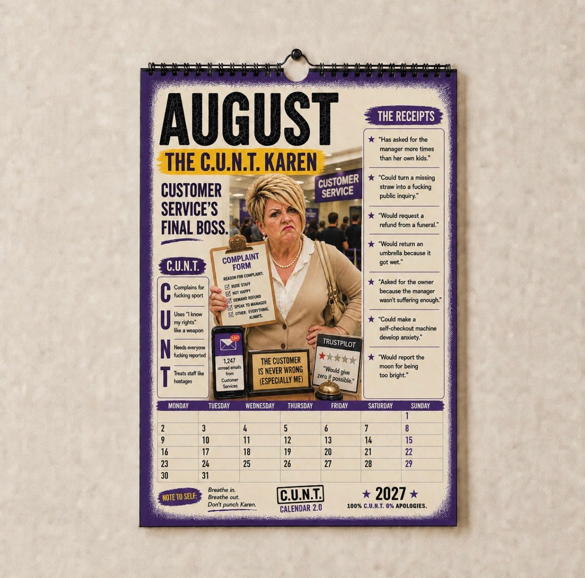 2027 C.U.N.T. Calendar - The Calendar That Finally Has A Personality 😈