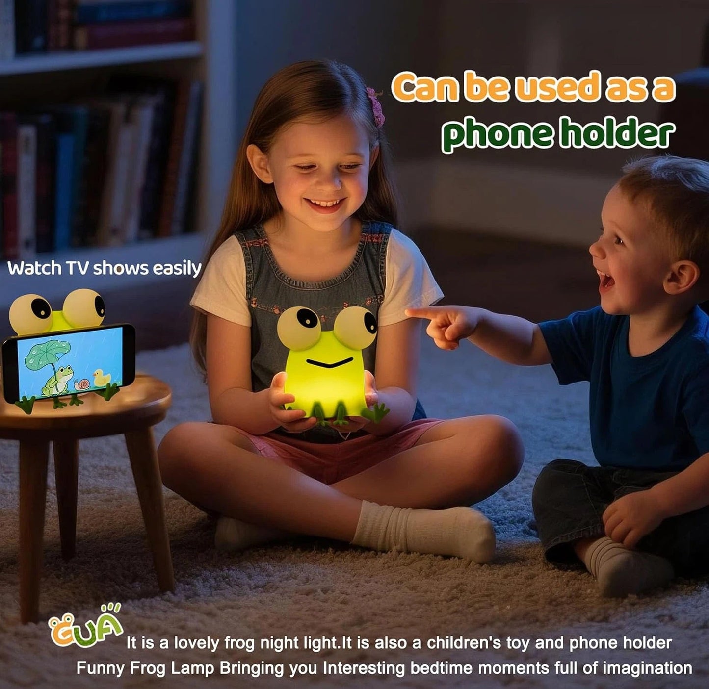 Frogs Night Light, Frogs Lamp Phone Holder