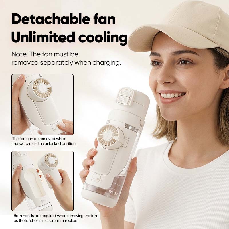 Portable 2-in-1 Water Bottle with Mini Fan – Stay Cool & Hydrated Anywhere