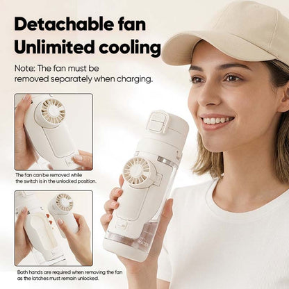 Portable 2-in-1 Water Bottle with Mini Fan – Stay Cool & Hydrated Anywhere