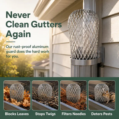 🍂 Expandable Metal Gutter Guard – Flexible Anti-Clog Downspout Leaf & Debris Strainer