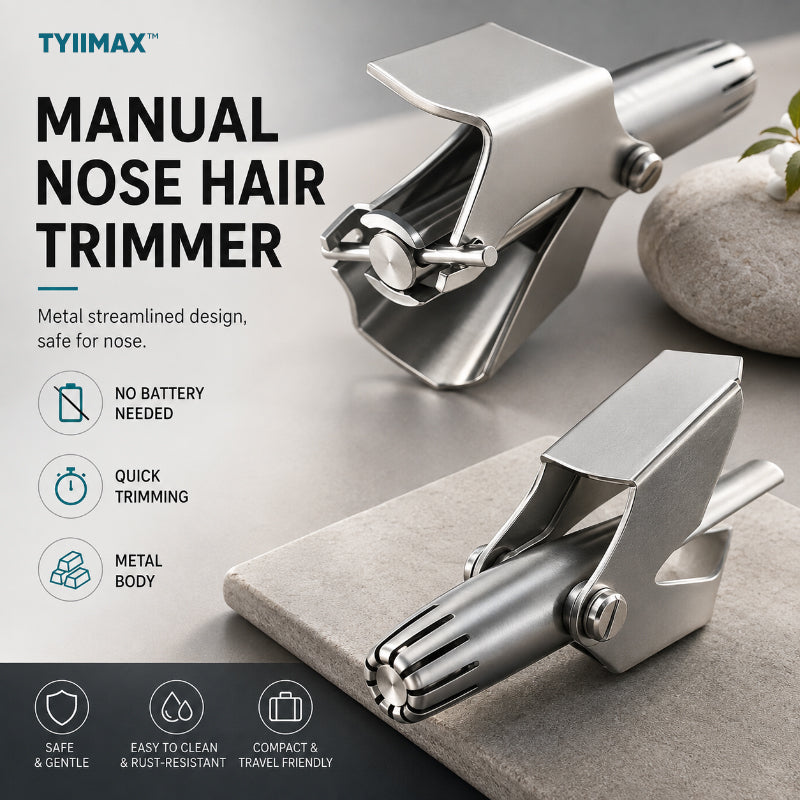 TYIIMAX™ Manual Nose Hair Trimmer – Stainless Steel 360° Trimmer, Waterproof & No Battery Required