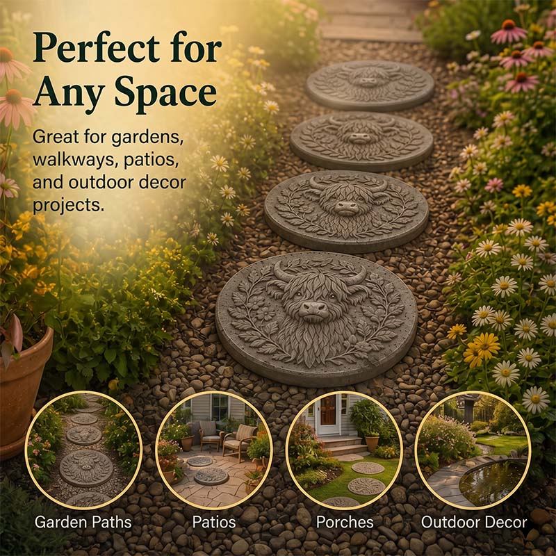 🐮Highland Cow Garden Art Stepping Stone Mold