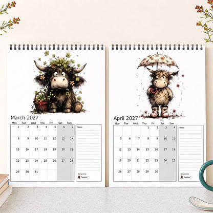 2027 Cute Highland Cow Wall Calendar 🐮 | Life Is Better With A Highland Cow ✨