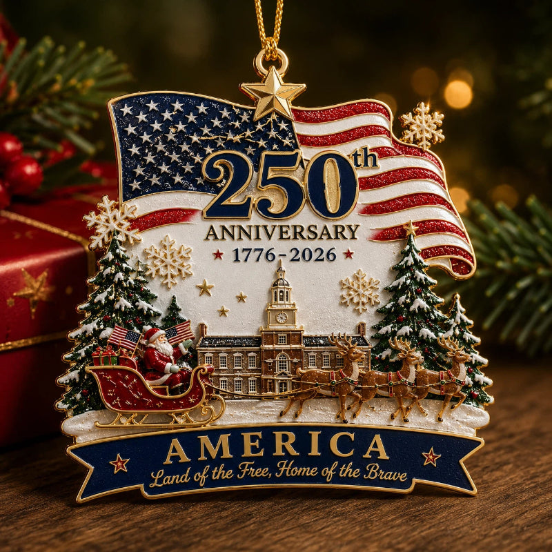 TYIIMAX™ USA 250th Anniversary Christmas Ornament – 1776–2026 Patriotic Collectible Holiday Keepsake