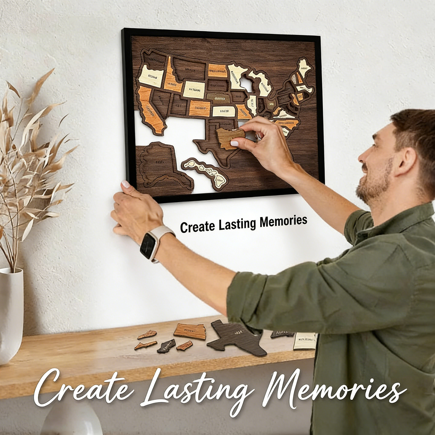 🔥🇺🇸 Wooden USA Travel Map Puzzle🧩A Stylish Way to Track Your Journey & Memories