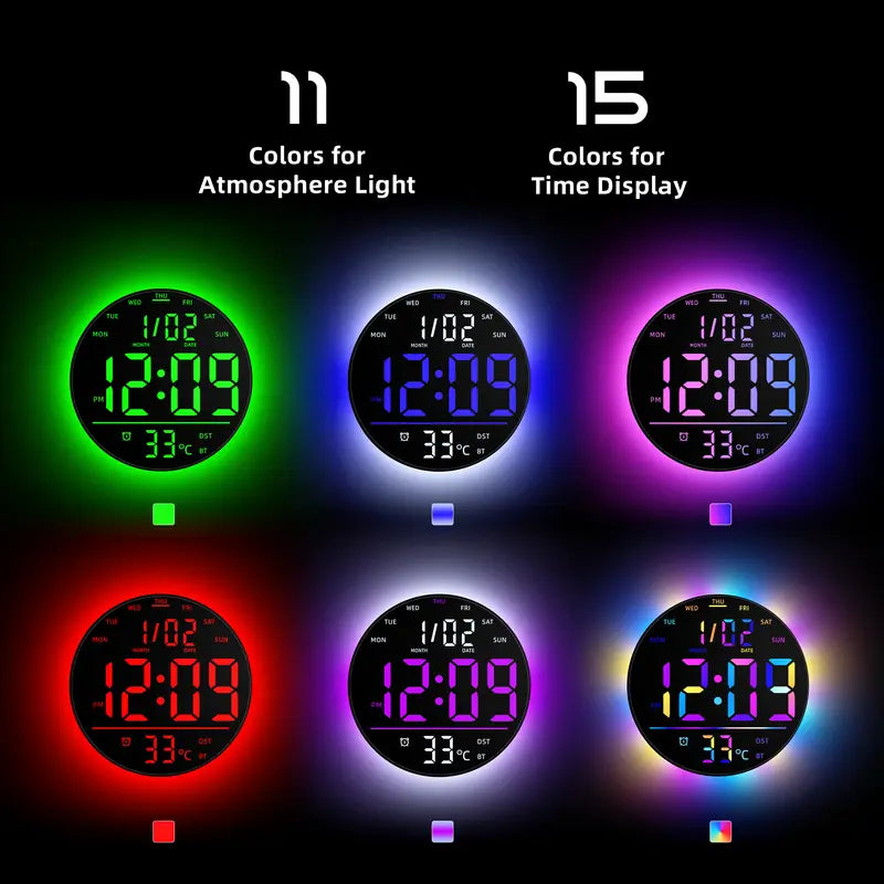 🌈 TYIIMAX™ 10' RGB Smart Wall Clock – Futuristic LED Digital Clock with Music Sync & Ambient Lights