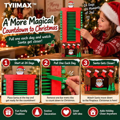 TYIIMAX™ Santa Christmas Countdown Advent Calendar – 24-Day Interactive Fireplace Countdown Decoration