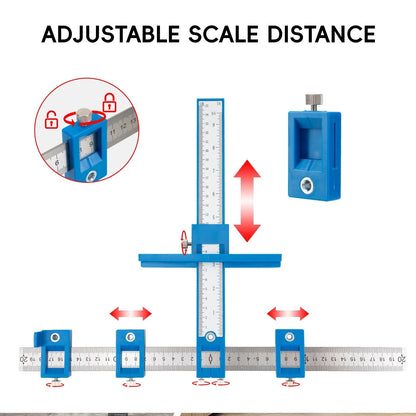 Cabinet Hardware Jig – Handle Template with Engraved Rulers & Self‑Punching Centre