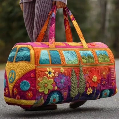 Unisex Boho Quilted Weekender Travel Bag, Lightweight & Comfortable, Hippie Design