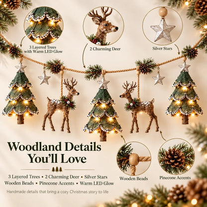 🎄Lighted Woodland Christmas Garland🦌