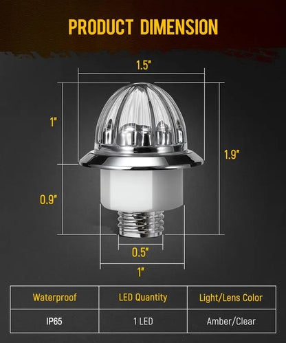 3/4 Inch LED Amber Watermelon Side Marker Light