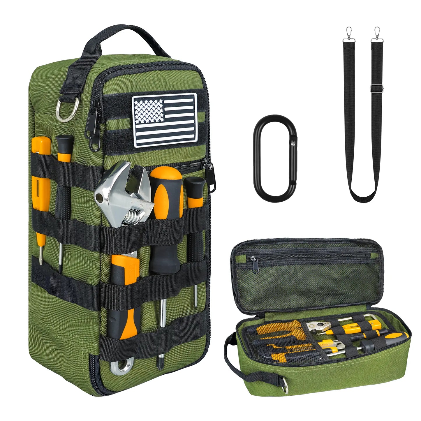 Portable Tool Bag, Heavy Duty Tool Pouch Bag with Shoulder Strap (Tools not Included)